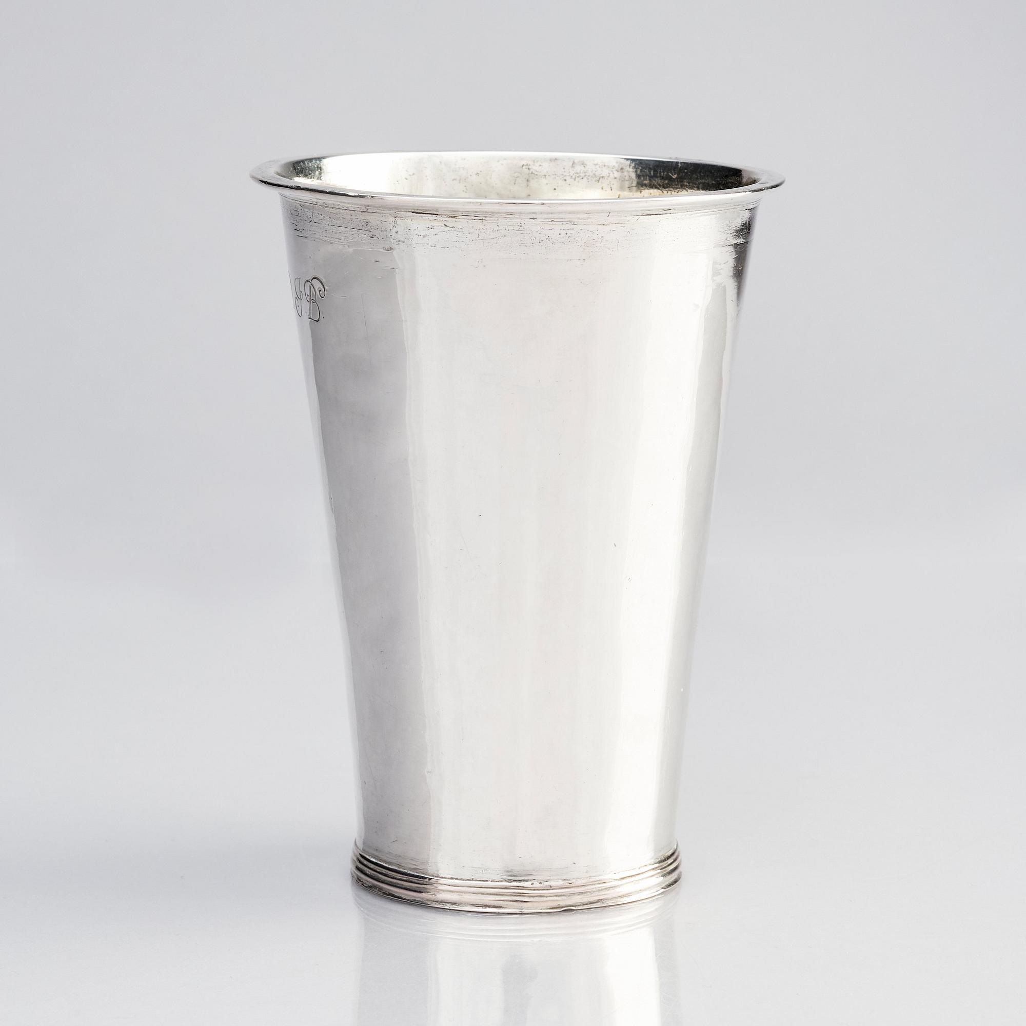 A Swedish Baroque silver beaker, unclear makers mark, possibly Michel Pohl the elder, Stockholm 1699.