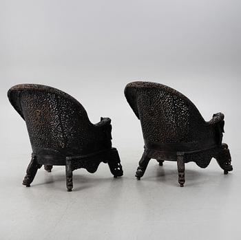 Fåtöljer, ett par, hardwood, Thailand, 1900-tal.