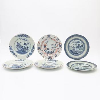 A set of six odd Chinese Export dishes, 18th/19th century.