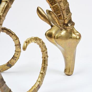 Alain Chervet, a brass and glass 'Ibex' dining table, France, 1970's.