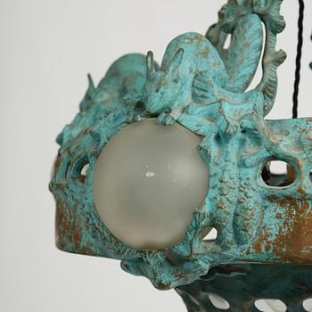 Emy Wahlström, an Art Nouveau chandelier model "5024", Arvid Böhlmarks Lampfabrik, Stockholm, 1910s.