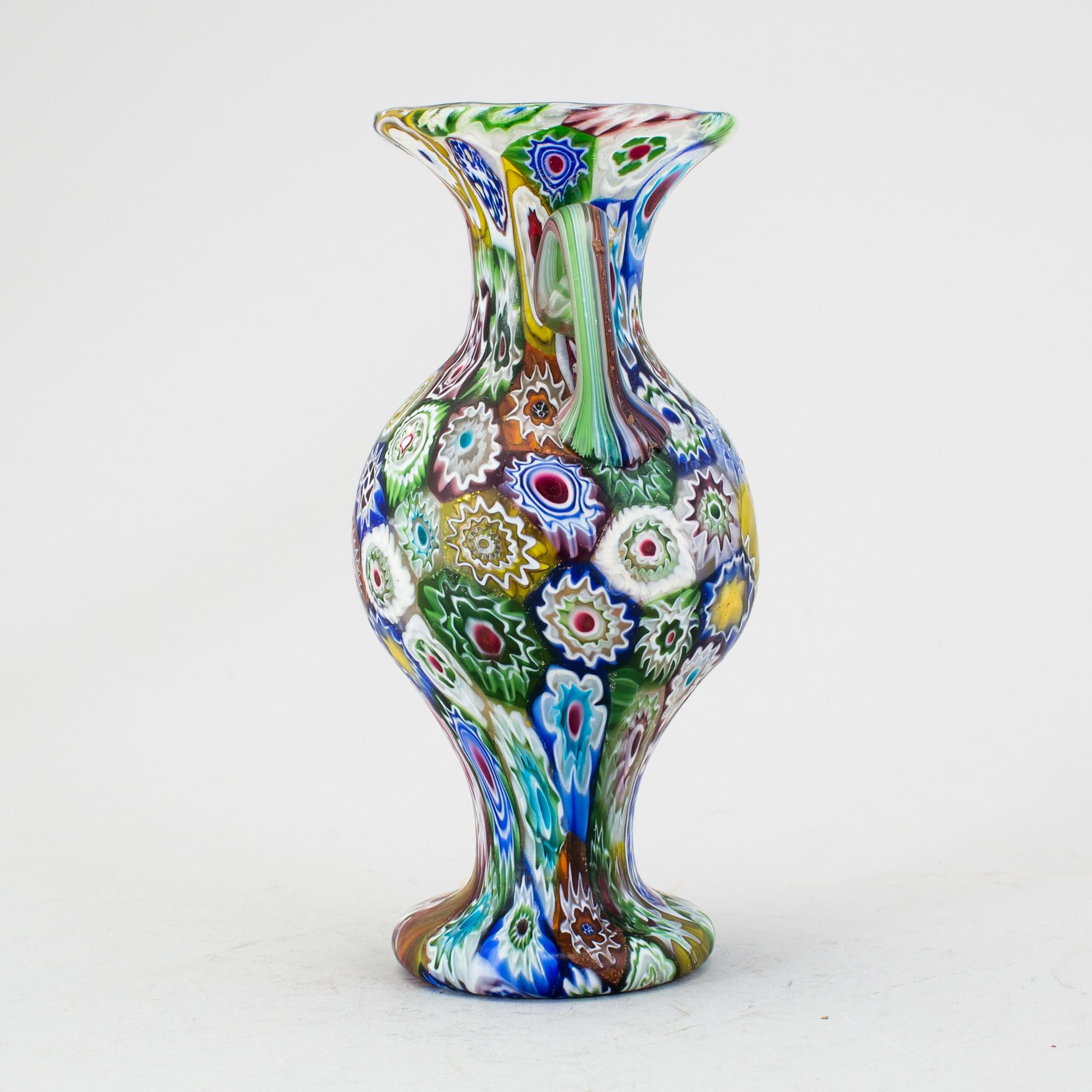 A MILLEFIORI GLASS VASE, Italy, mid 20th century.