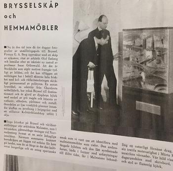 Isaac Grünewald, & Olof Östberg, skåp, unikt, AB GA Berg, Stockholm, 1935.