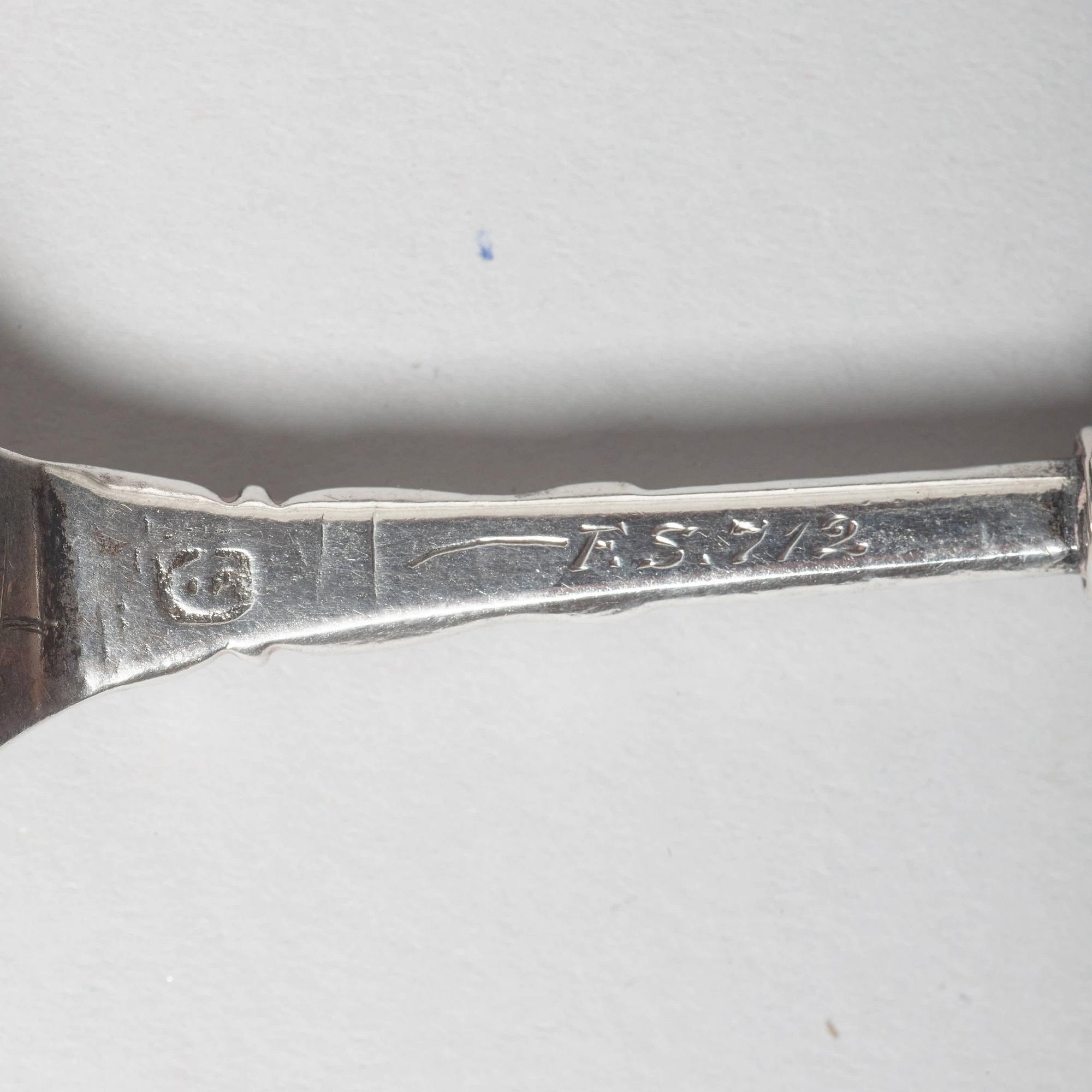 A Swedish 17th century silver spoon, unmarked.