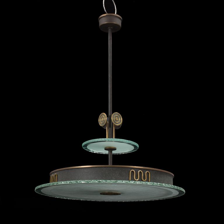 A 1920s art déco ceiling light.