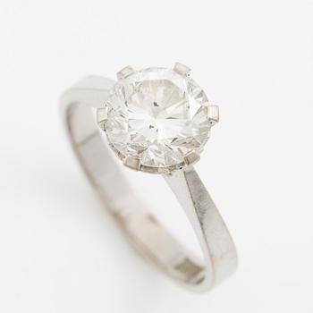 Ring, solitaire, 18K white gold with brilliant-cut diamond 1.79 ct.