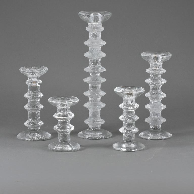 LJUSSTAKAR, 5 st, "Festivo", Timo Sarpaneva, Iittala, 1900-talets andra hälft.