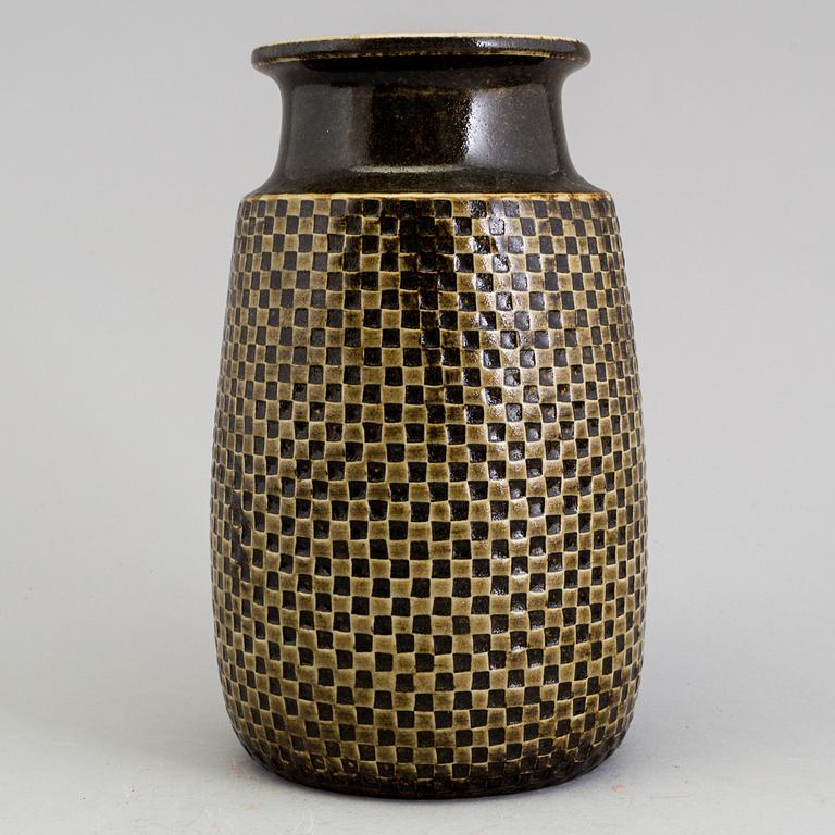 a 1960s stoneware vase designed by Stig Lindberg for Gustavsberg, signed.