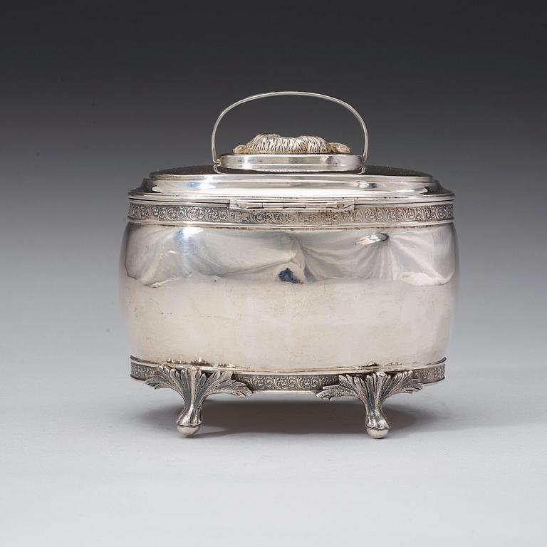 A Swedish 19th century silver sugar-casket, marks of Henrik Christoffer Klint d y, Stockholm 1817.