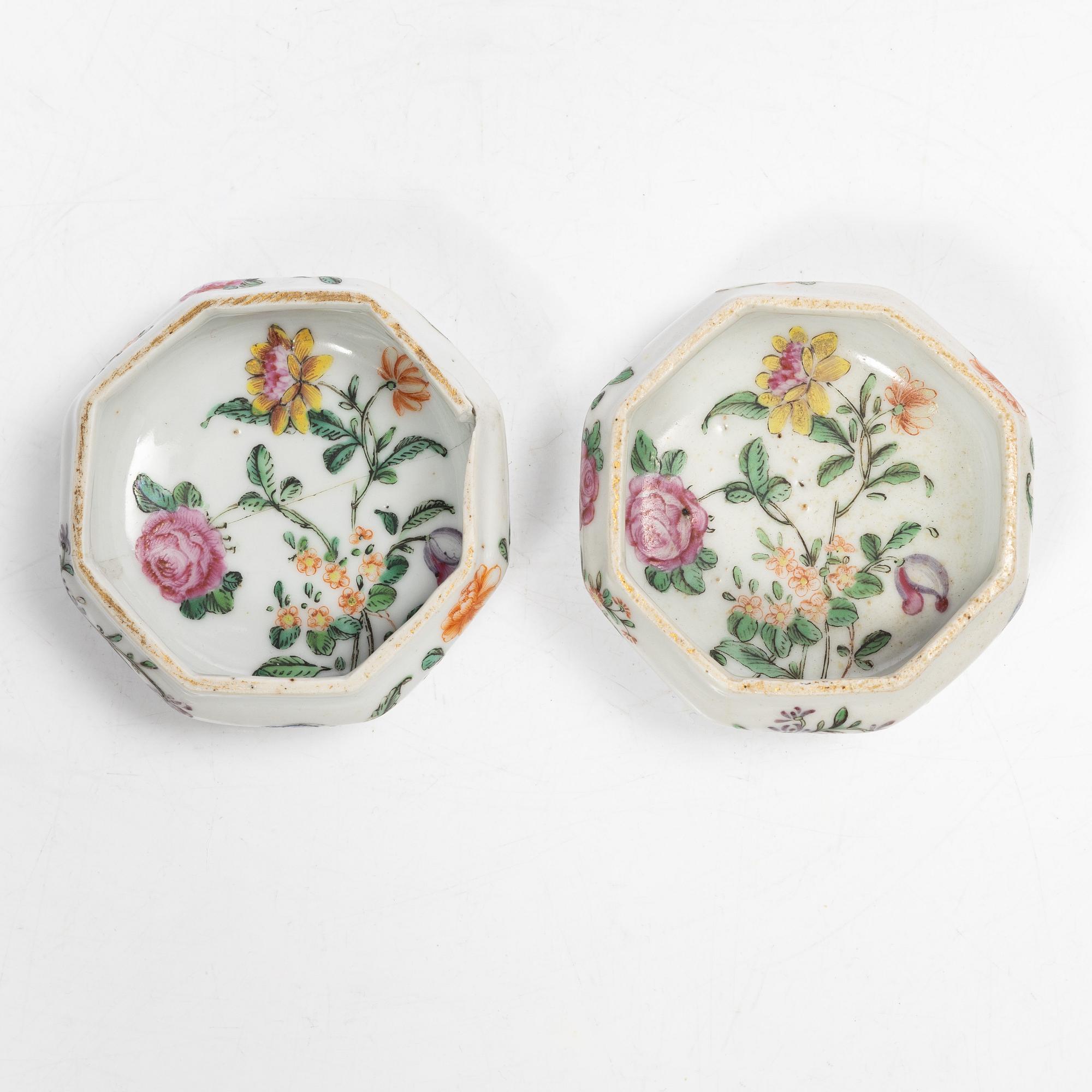 Parti Famille Rose-porslin, 5 delar, kina, Qianlong (1736-95).