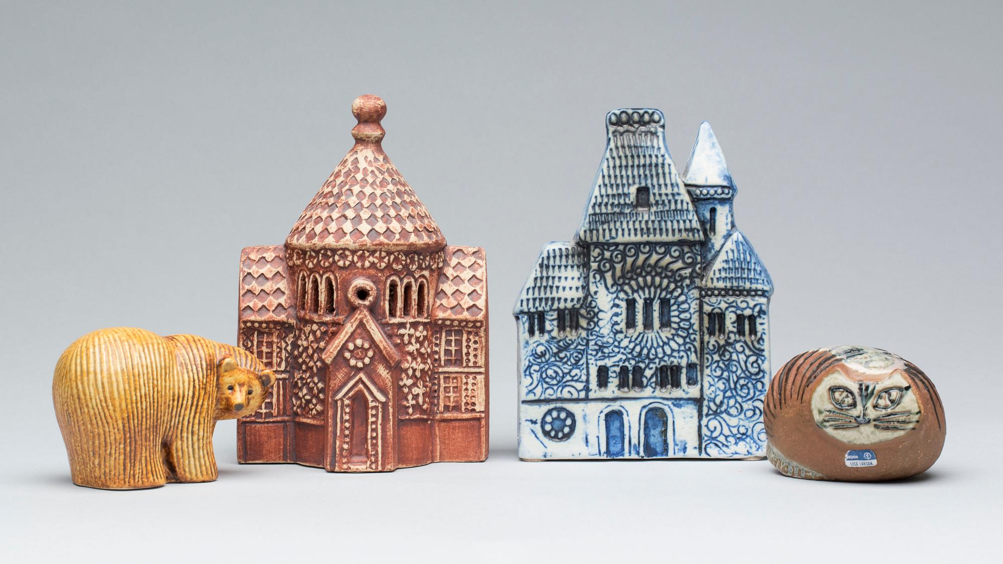 FIGURINER, 4 st, stengods, Lisa Larsson.