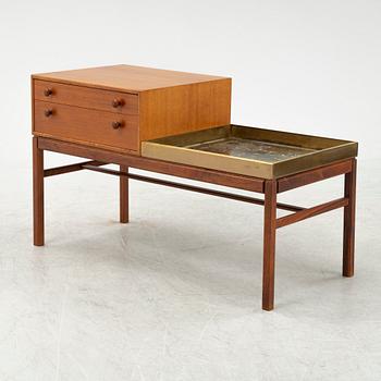 A teak and brass flowerstand with drawers by Myrstrand & Engström, 1960's.