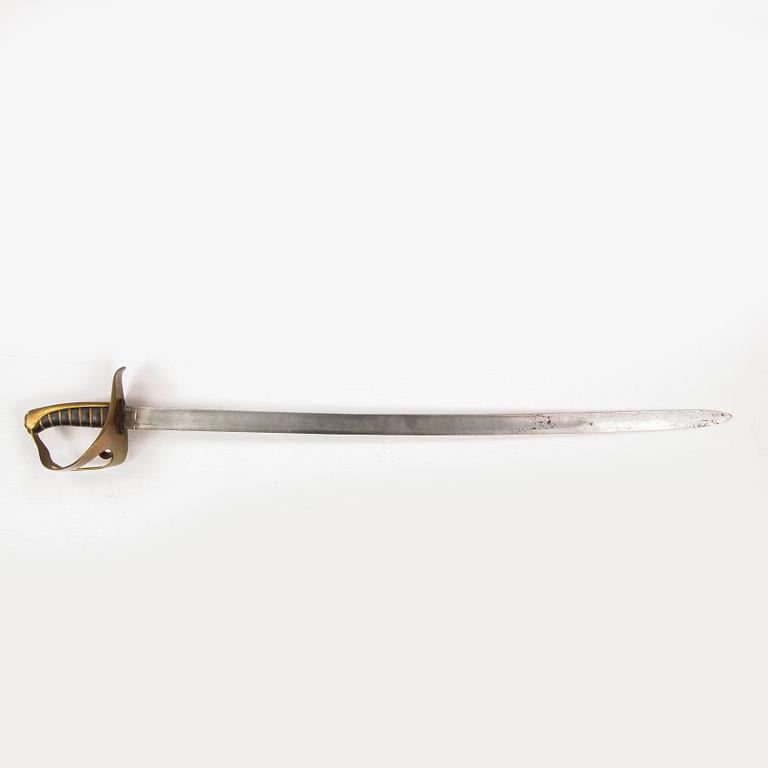 A Swedish cavalry sabre 1854 pattern with scabbard.