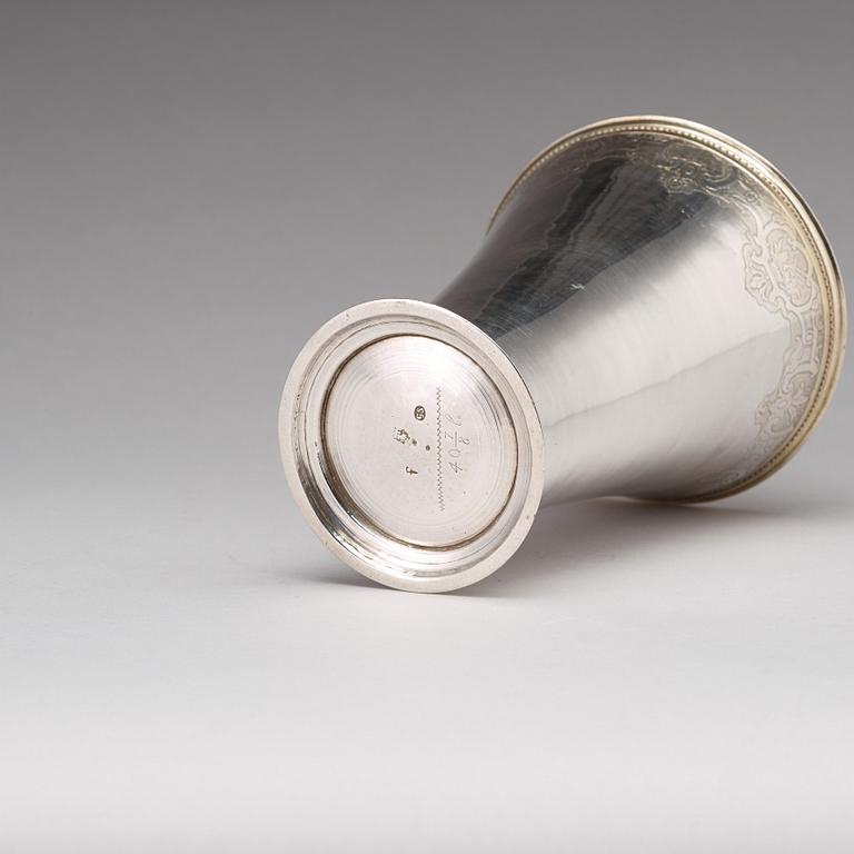 Gustaf Stafhell d ä, bägare, silver, Stockholm 1742.