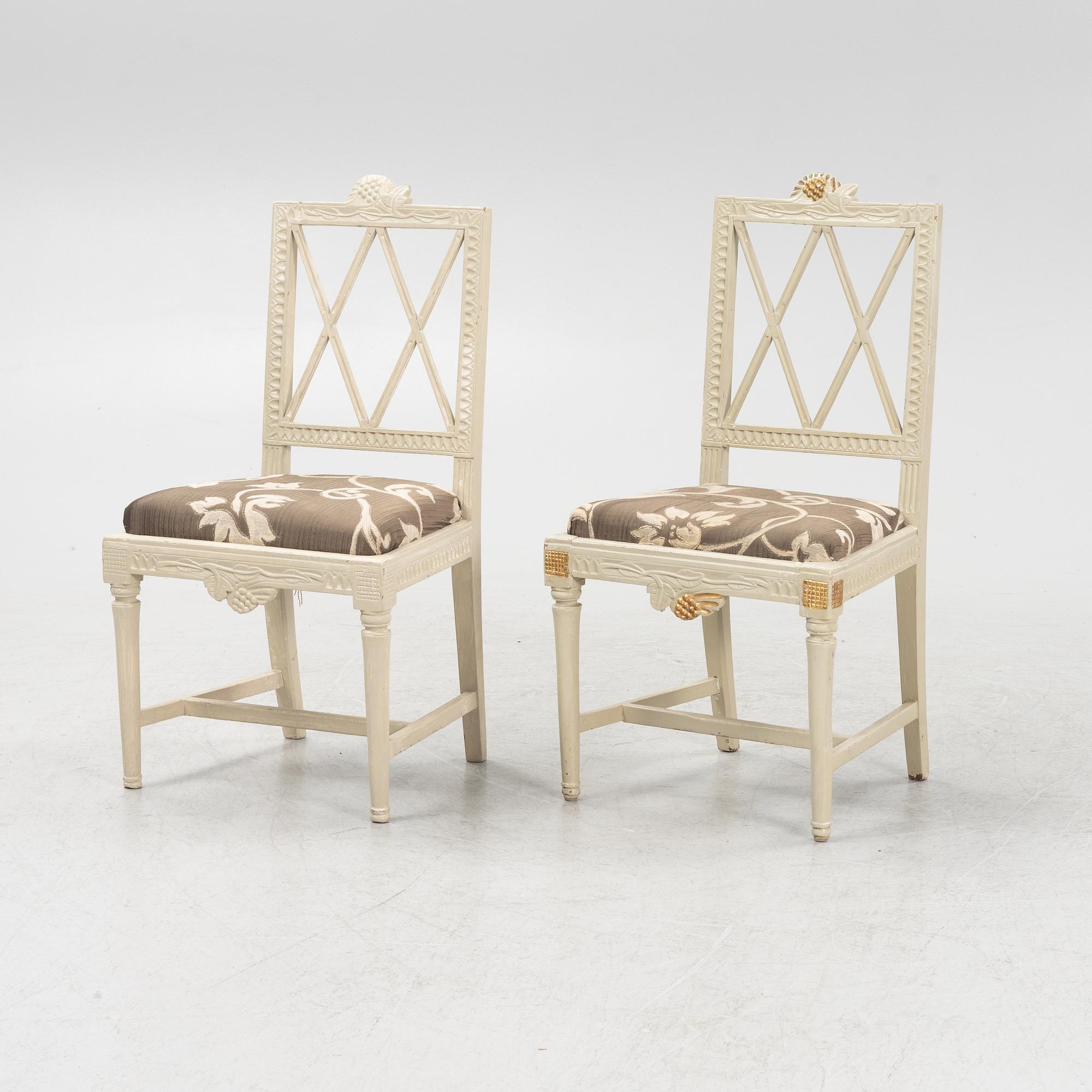 Stolar, 6 st snarlika, sengustavianska, Lindome, 1800-tal.