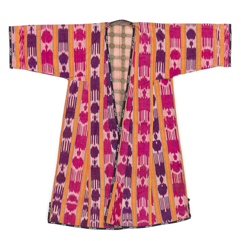 A woman’s Chapan, silk and cotton Ikat, Central Asia, 1880s.