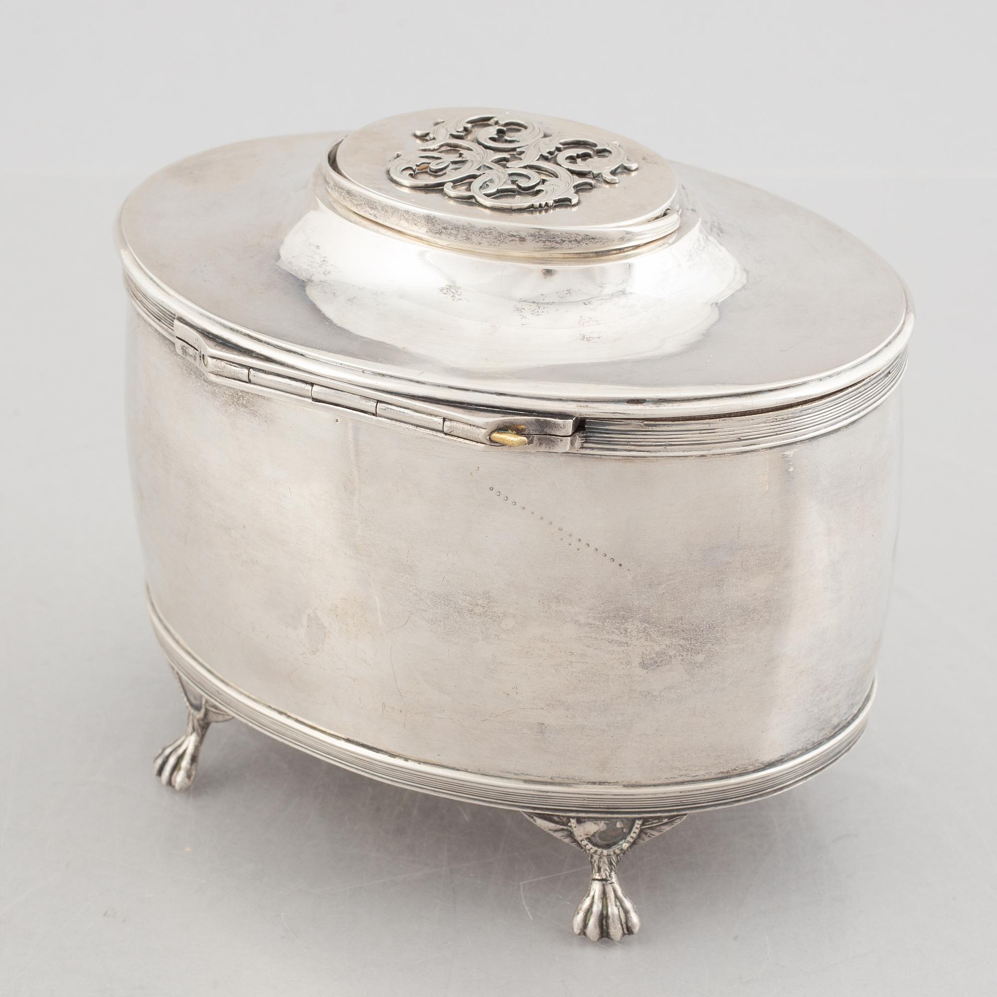 An Empire silver sugar box, mark of Gustaf Folcker, Stockholm 1817.