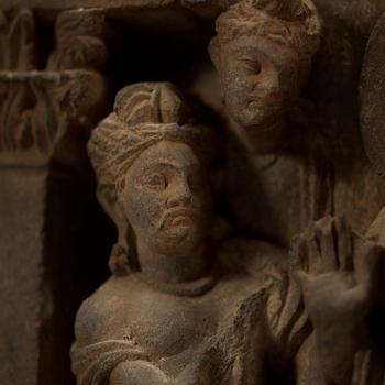 A schist relief with Buddha and attendants,
Gandhara, presumably 2nd/3rd century.