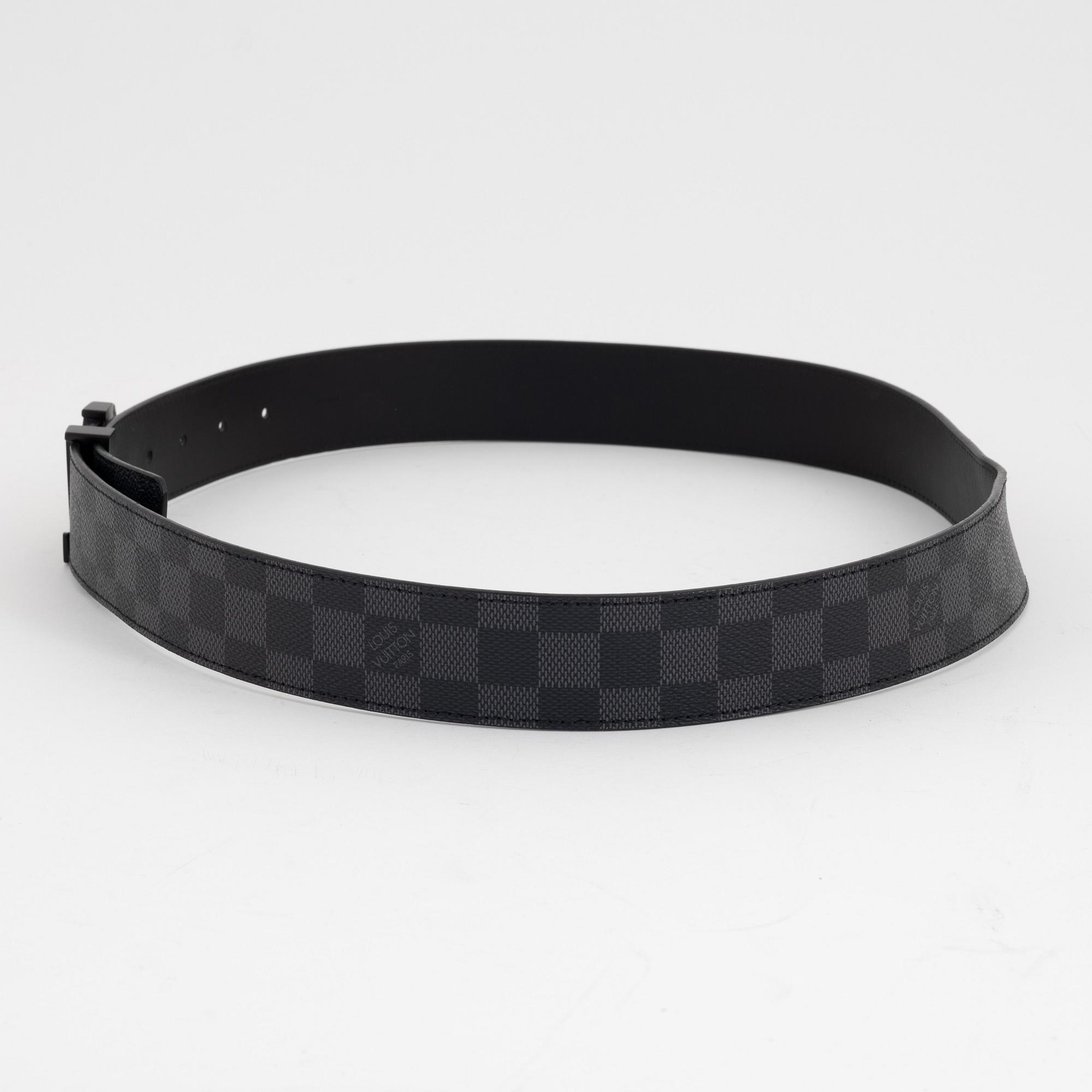 Louis Vuitton, a Damier Graphite 'LV Initiales' belt, size 95, 2009.