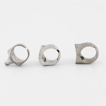 SVERRE HØVRE JOHNSEN, three rings, Bjørn Tannums Sølvverksted, Hamar ca 1970-75.