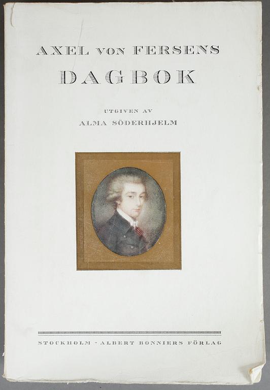 MEMOARLITTERATUR, 12 vol, bla Axel von Fersens dagbok, utg av Alma Söderhjelm, I-IV, Stockholm 1925-36.