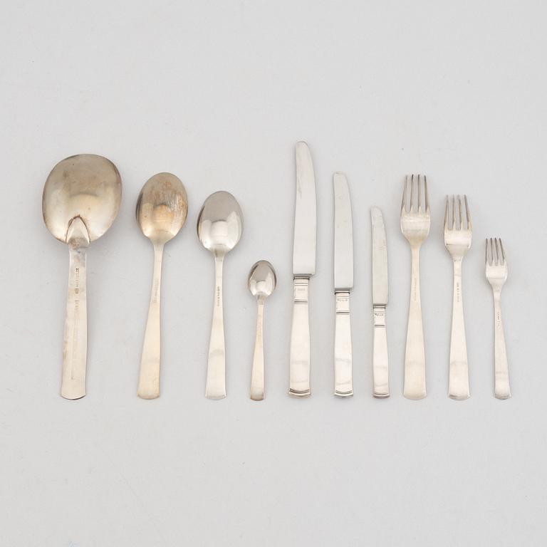 Jacob Ängman, a 60 piece silver cutlery service,  'Rosenholm', GAB, Stockholm/Eskilstuna, 1955-84.