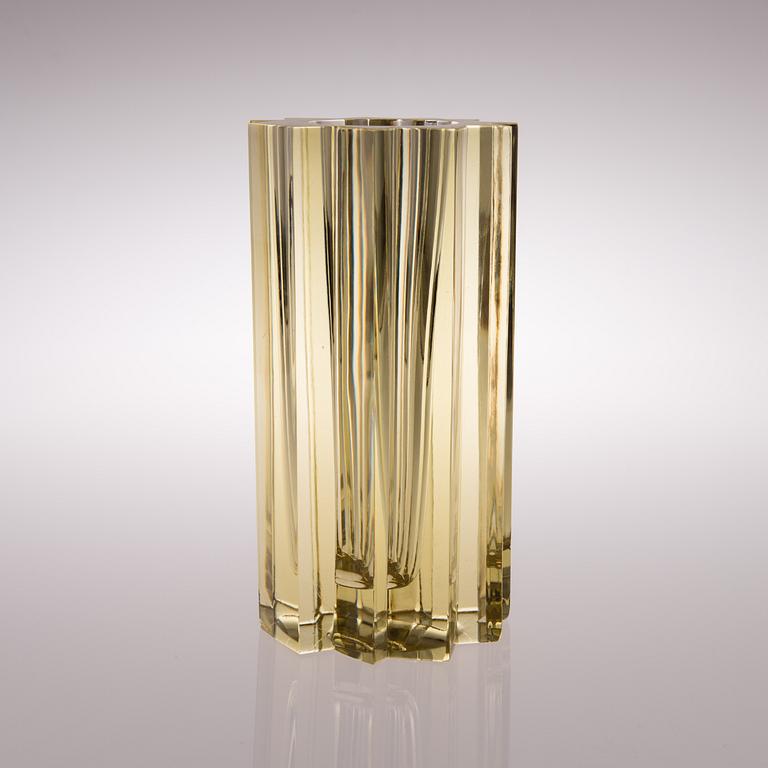 An early 1970s glass vase signed Aimo Okkolin Riihimäen lasi Oy.