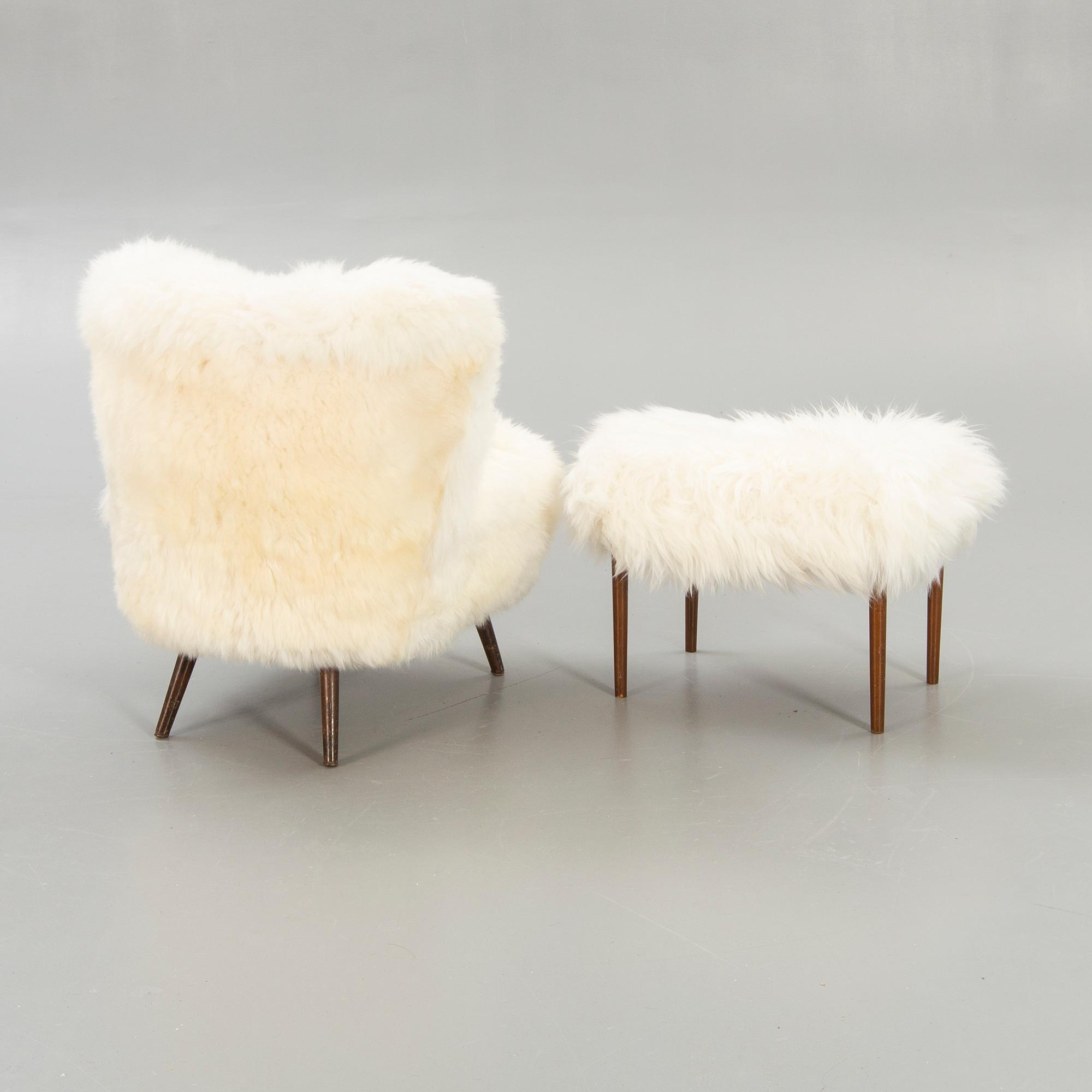 Armchair and footstool, 1950s-1960s.