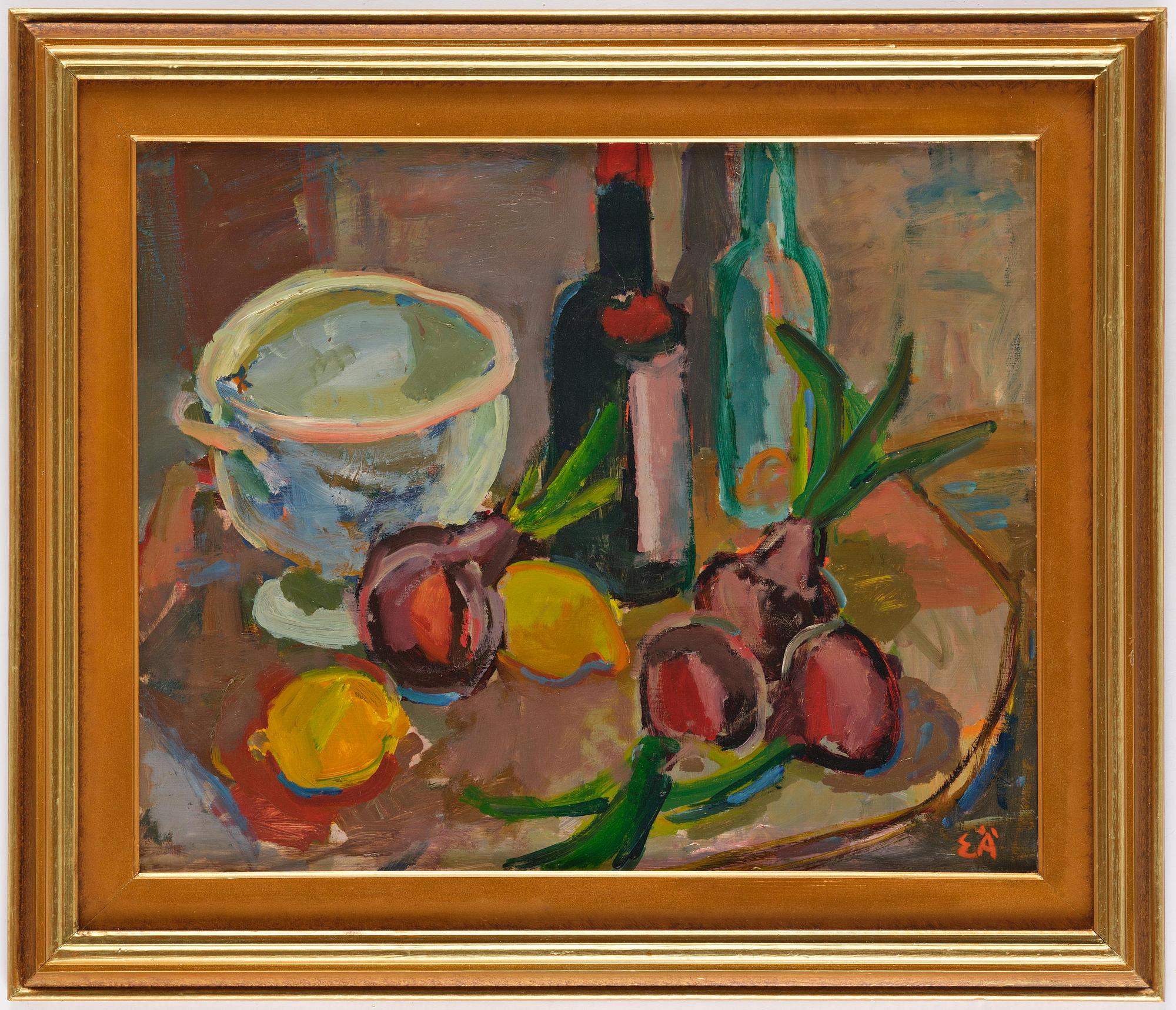 Erling Ärlingsson, "Nature morte" (Terrin, flaskor, lökar, citroner).
