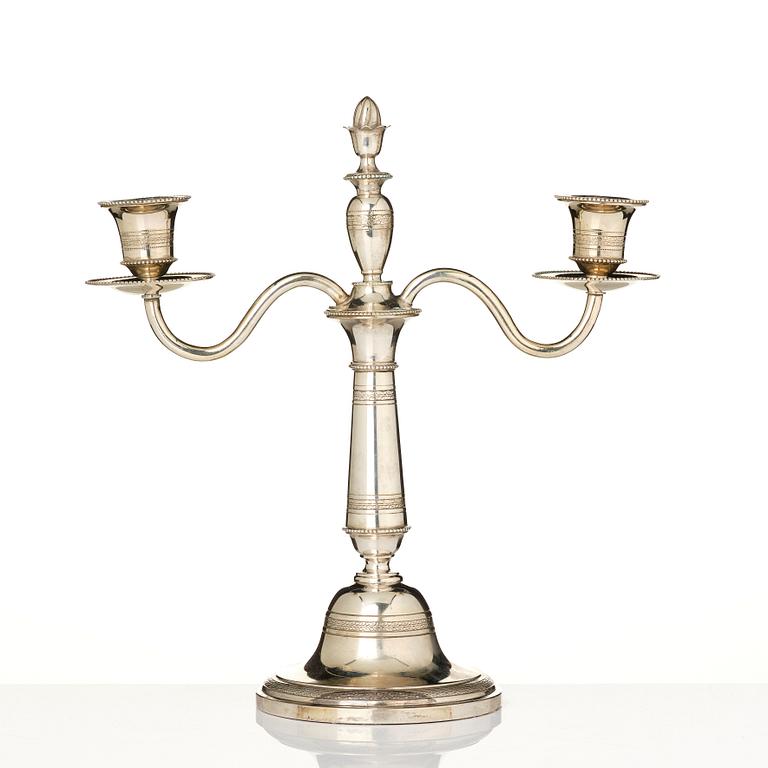 A two-light candelabrum, 800/1000 silver, Germany, 20th century.