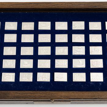 Miniatyrer, 50 st, sterling silver, "Historiens Stora Segelfartyg", Franklin Mint, 1970-tal.