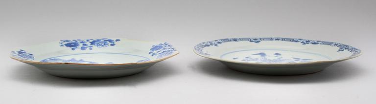 TWO CHINESE PLATES, porcelain, Qianlong 1736-1795.