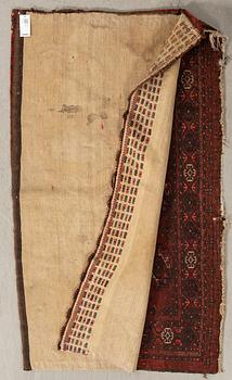 Yumoud rug bag semi-antique with flat-woven back, approx. 105x178 cm.