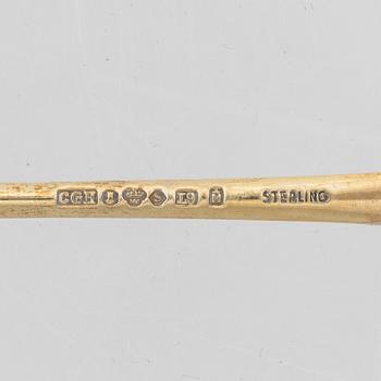 Twelve sterling silver gilt mocha spoons, CG Hallberg, Stockholm 1961.