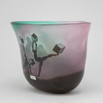 Bertil Vallien, a unique blasted glass bowl, Kosta Boda, Sweden.
