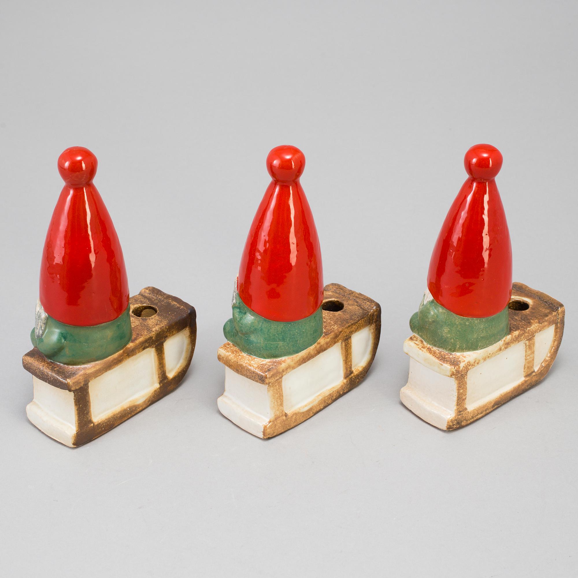 A set of three stoneware figurines by Lisa Larson for Gustavsberg.