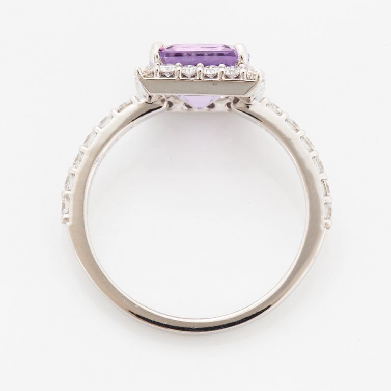 Amethyst and brilliant-cut diamond ring.