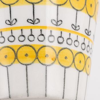 Berit Ternell, a set of six porcelain teacups with saucers, Upsala-Ekeby 1960-62.