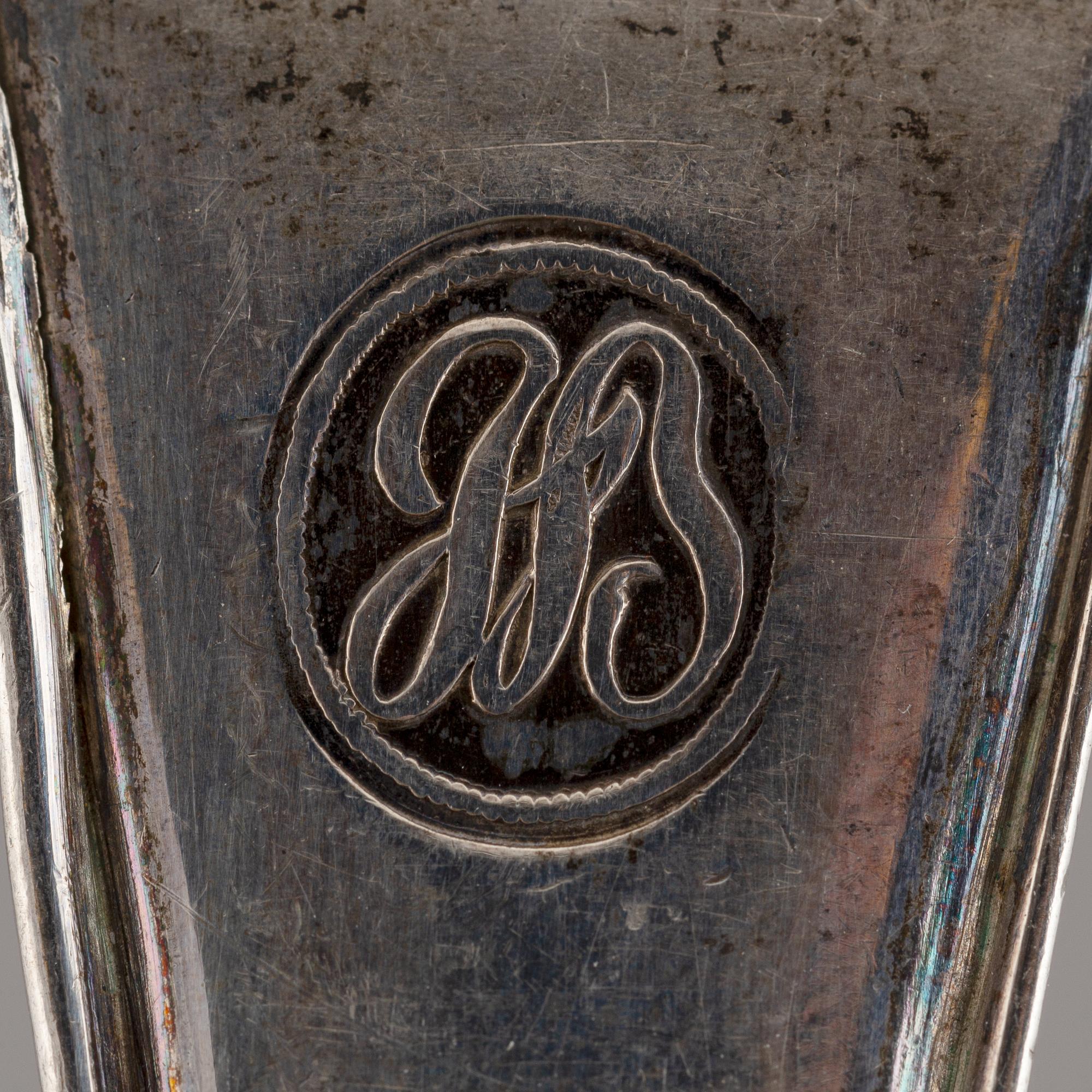 5+1 swedish silver dessert forks, including mark of Petter Julin, Köping 1761.