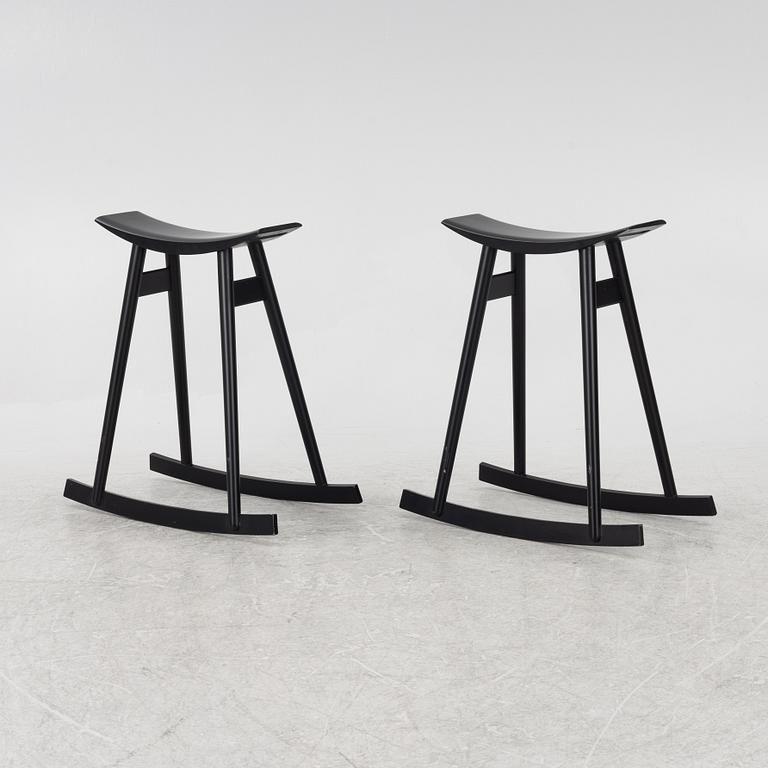 Per Sundstedt, a pair of "Ving" rocking stools, Pyra, 2004.