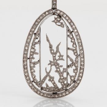 Fabergé, a jewelled platinum and rock-crystal pendant, design Alma Pihl.