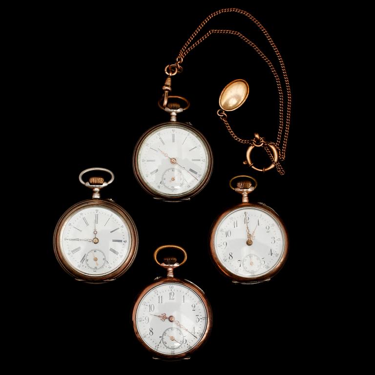 FICKUR, 4 st, silver, tyska stämplar, sekelskiftet 1900.