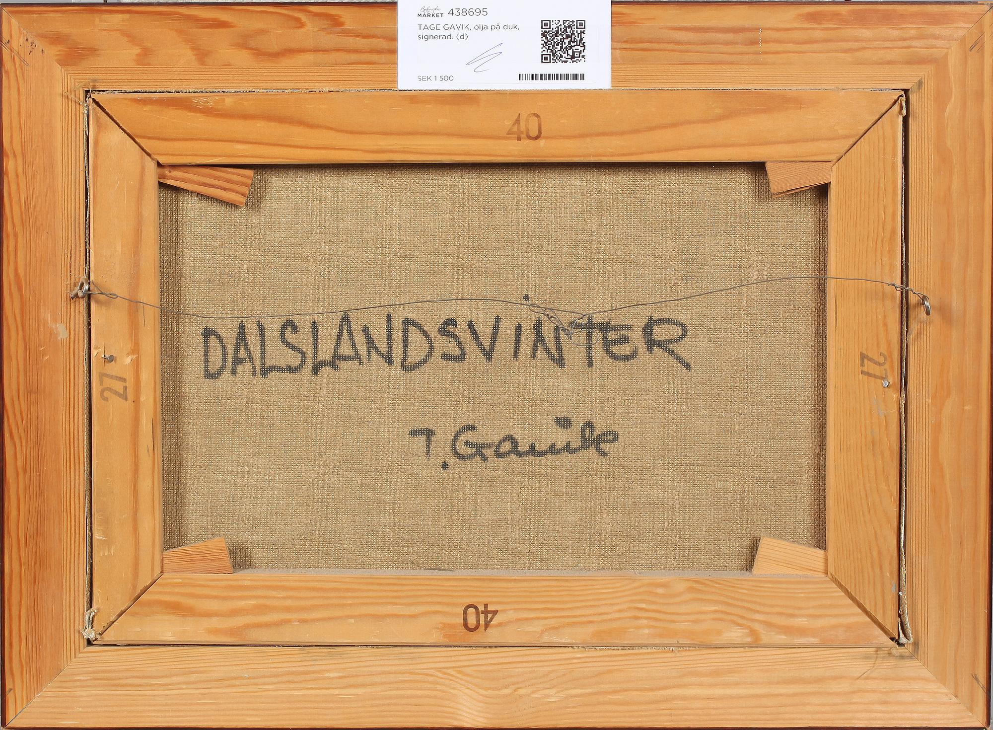 TAGE GAVIK, olja på duk, signerad.