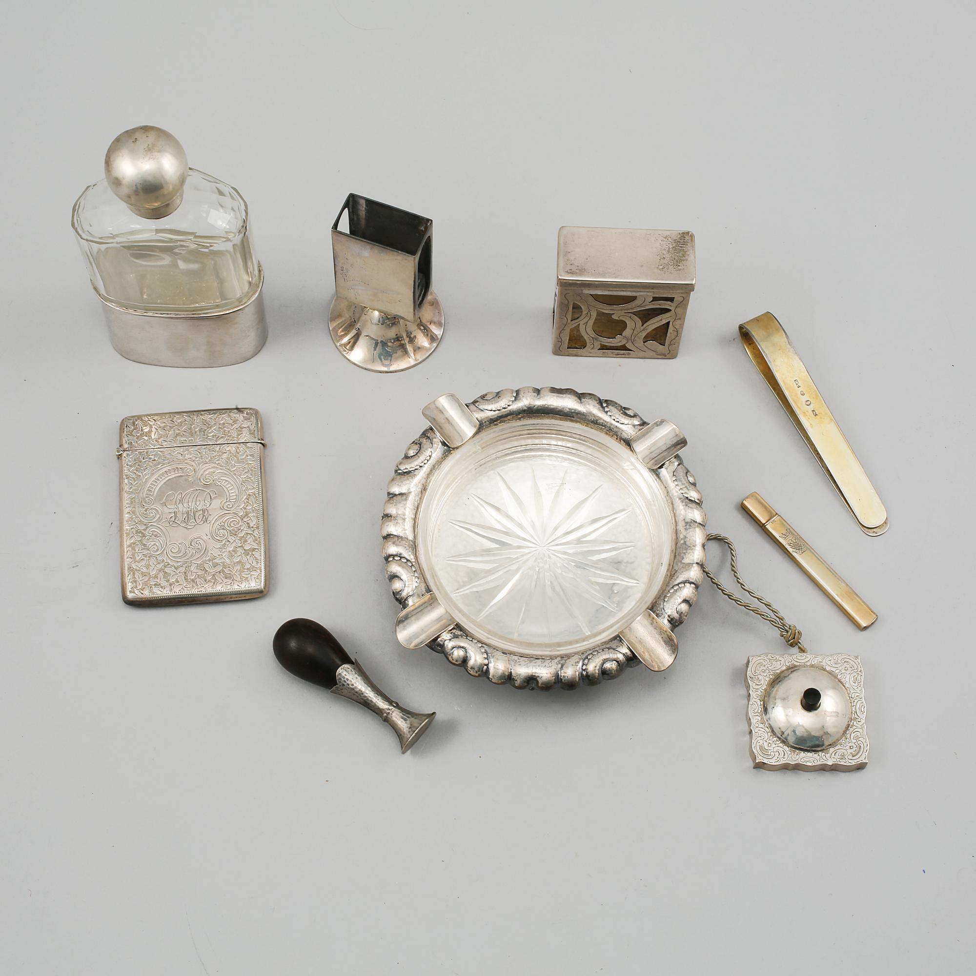PARTI SILVER, 9 delar, Sverige, England samt importstämplar, 1800- och 1900-tal.