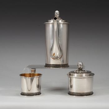 A C.F. Carlman three pieces of coffee service, Stockholm 1947.