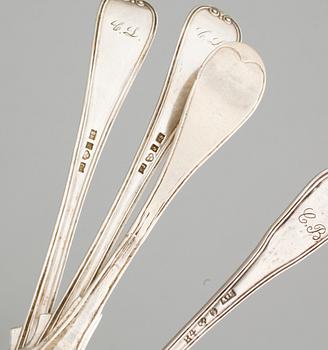 SKEDAR, 24 st, SAMT SOCKERSTRÖARE, 2 st, liknande delar av modell Gammal fransk, 1800-tal. Vikt 648 gram.