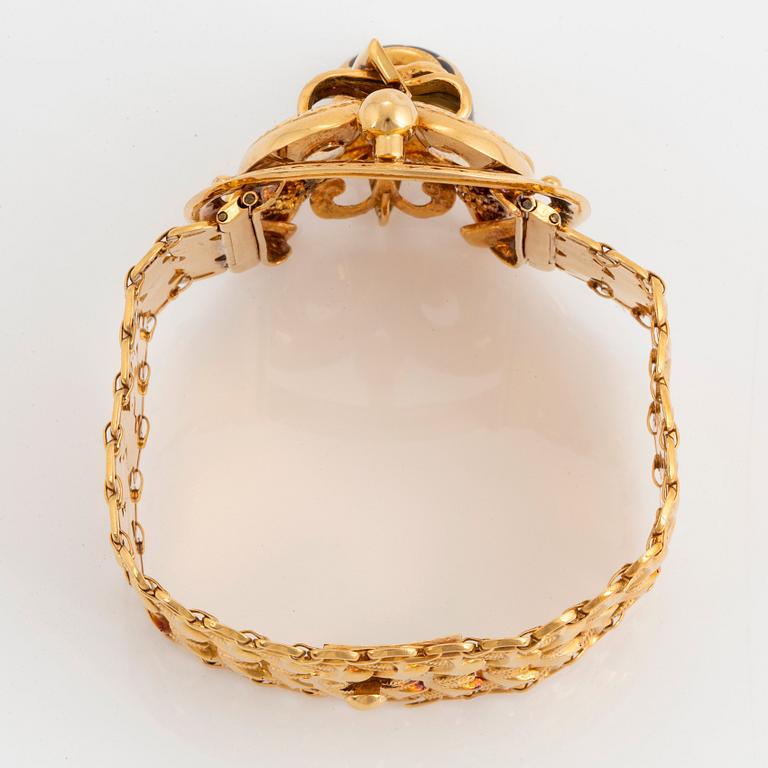Armband 18K guld med svart emalj, Möllenborg.