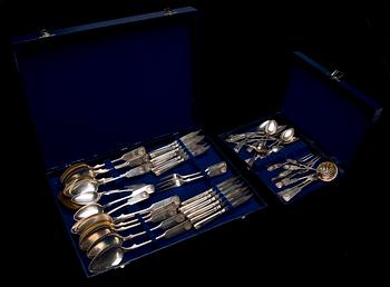 BESTICKUPPSÄTTNING, 49 delar, silver, "Musslan", Finland 1920-30-tal. Vikt ca 1308 g.