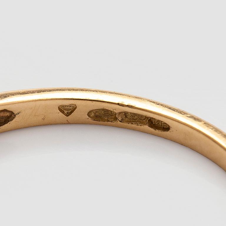 Rings, 2 pcs, faceted sapphire, brilliant- and 8/8-cut diamonds, 18K gold.