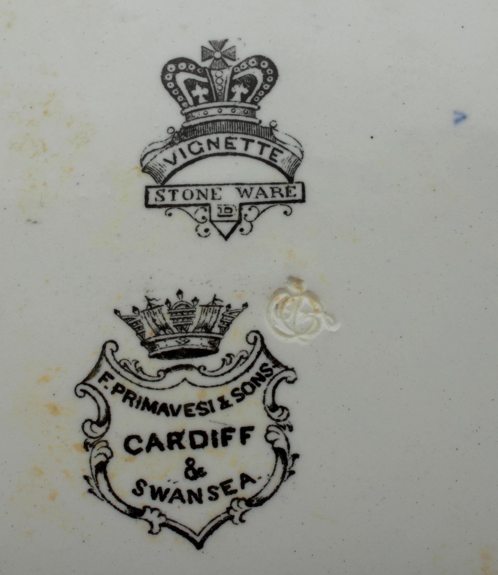 SERVIS, ca 85 delar, flintgods, Vignette, F. Primavesi & Sons, Cardiff & Swansea, England 1800-tal.